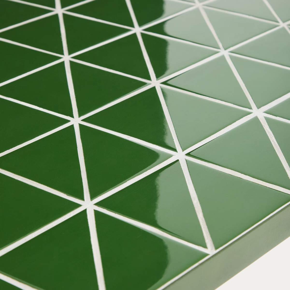 Kave Home Maurina side table in green galvanised steel with ecru tiles 81 x 51 cm