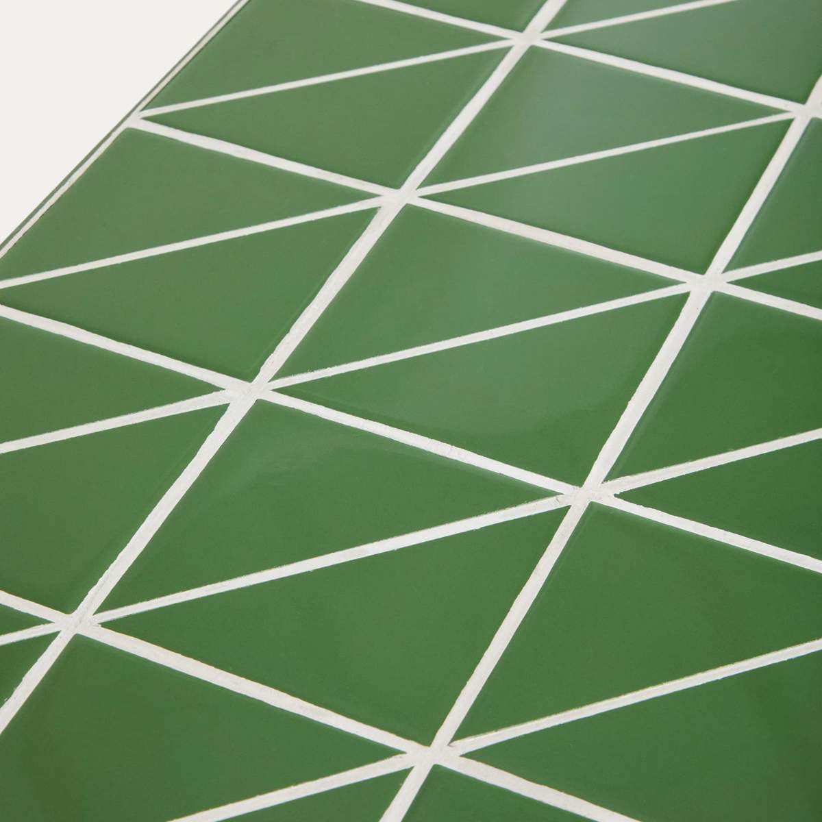 Kave Home Maurina coffee table in green galvanised steel with ecru tiles 122 x 61cm