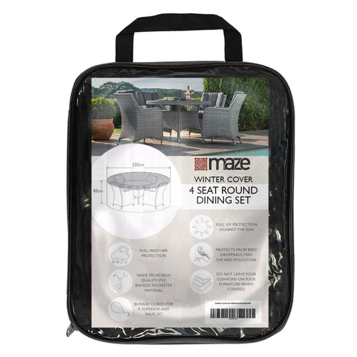 Maze - 4 Seat Round Dining Set Garden Furniture Cover