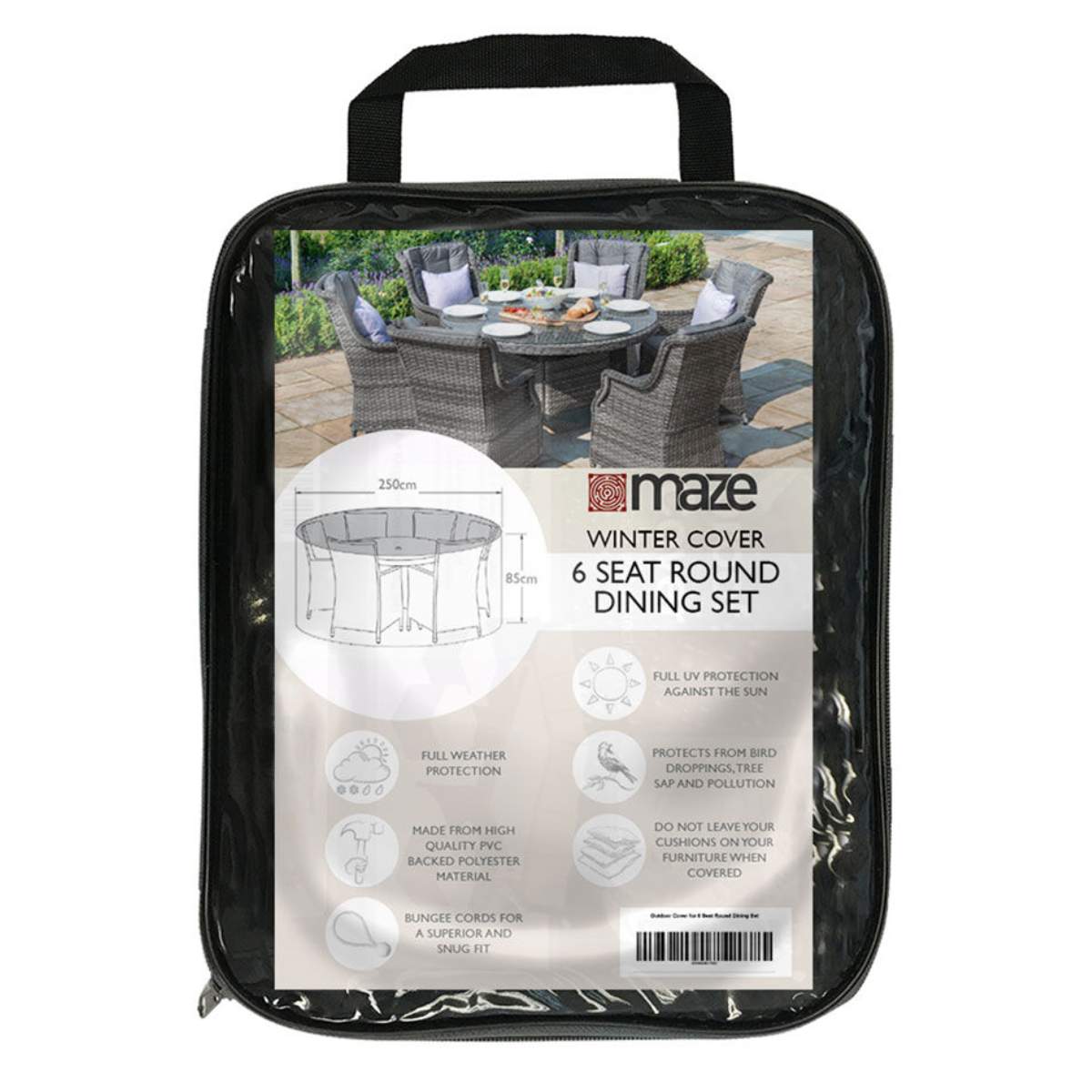 Maze - 6 Seat Round Dining Set Garden Furniture Cover