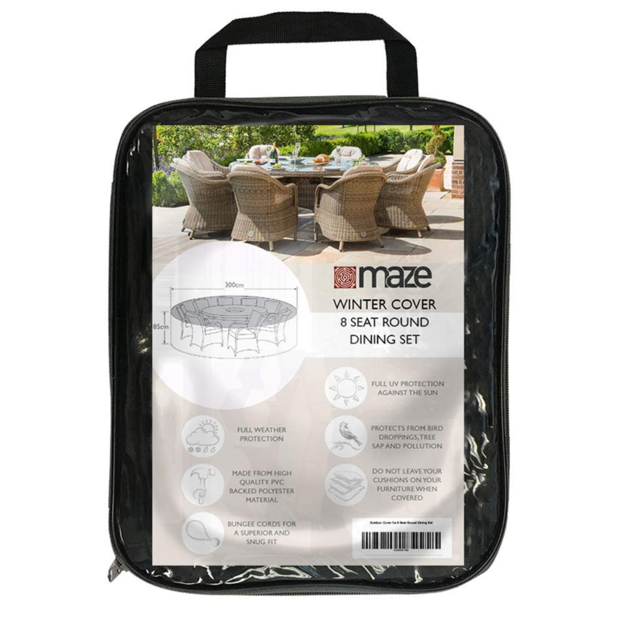 Maze - 8 Seat Round Dining Set Garden Furniture Cover