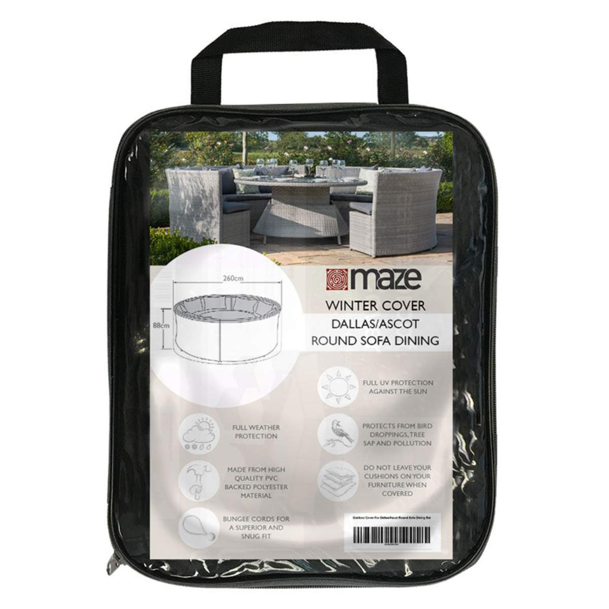 Maze - Dallas/Ascot Round Sofa Dining Set Garden Furniture Cover