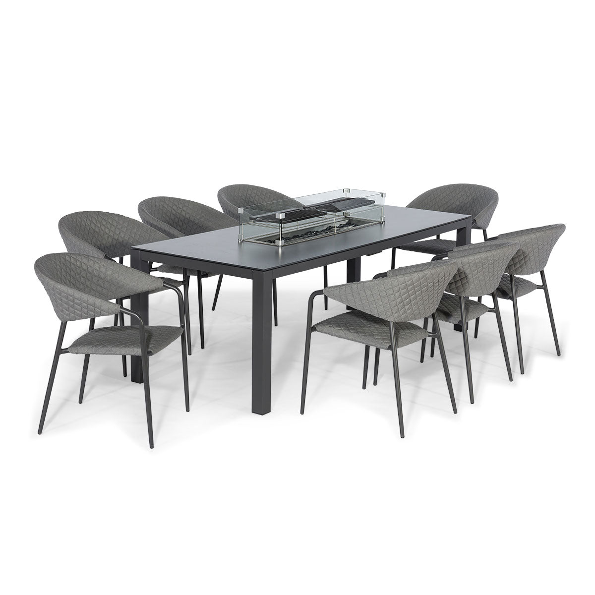 Maze Pebble 8 Seat Rectangular Dining Set - Fire Pit Table