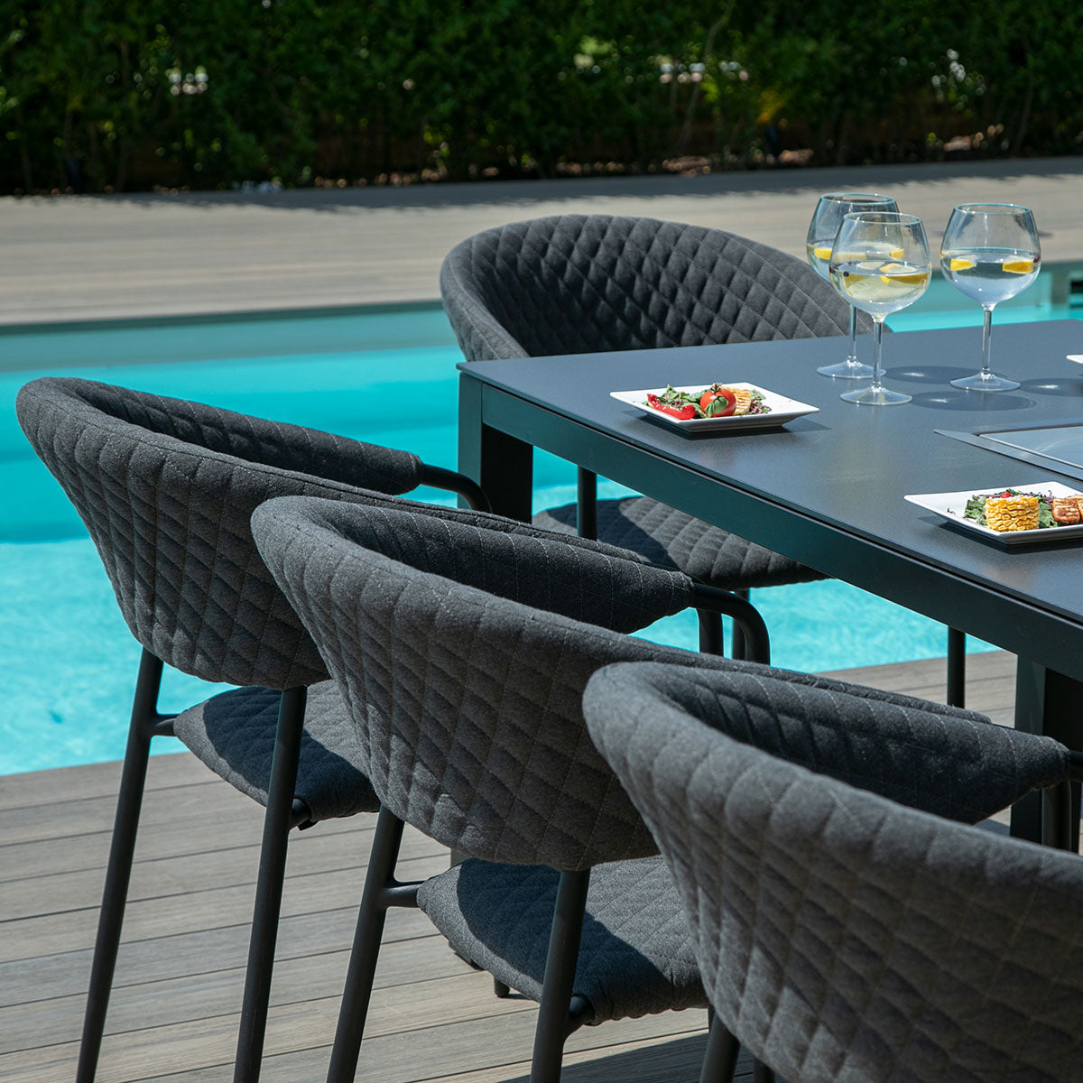 Maze Pebble 8 Seat Rectangular Dining Set - Fire Pit Table