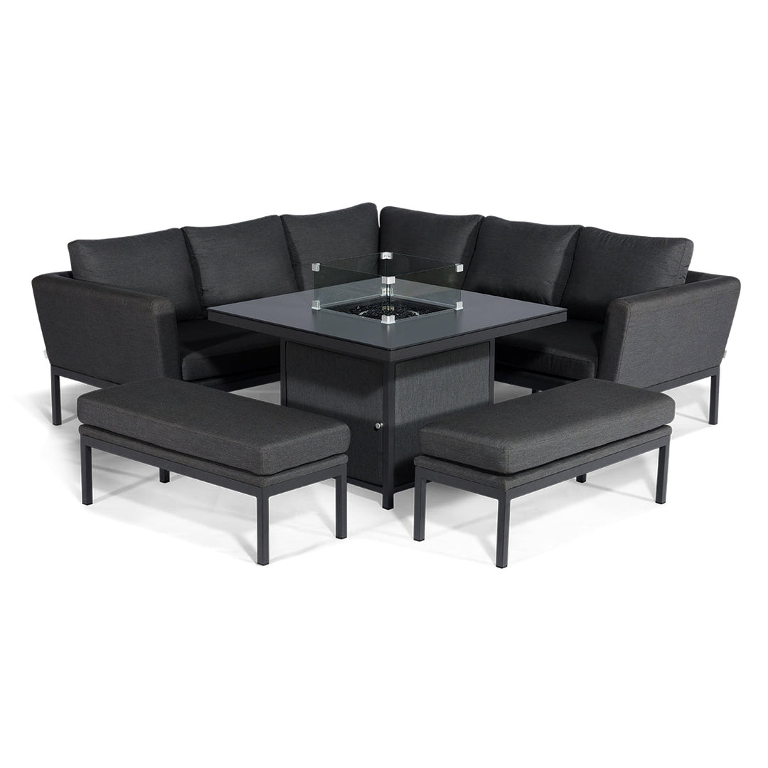 Maze Pulse Square Corner Dining Set - with Fire Pit Table