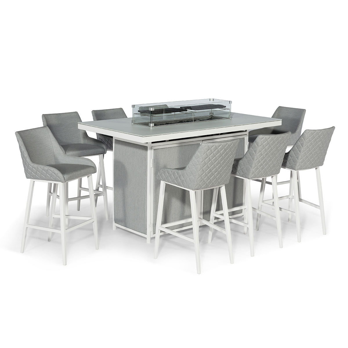 Maze Regal 8 Seat Rectangular Fire Pit Bar Set