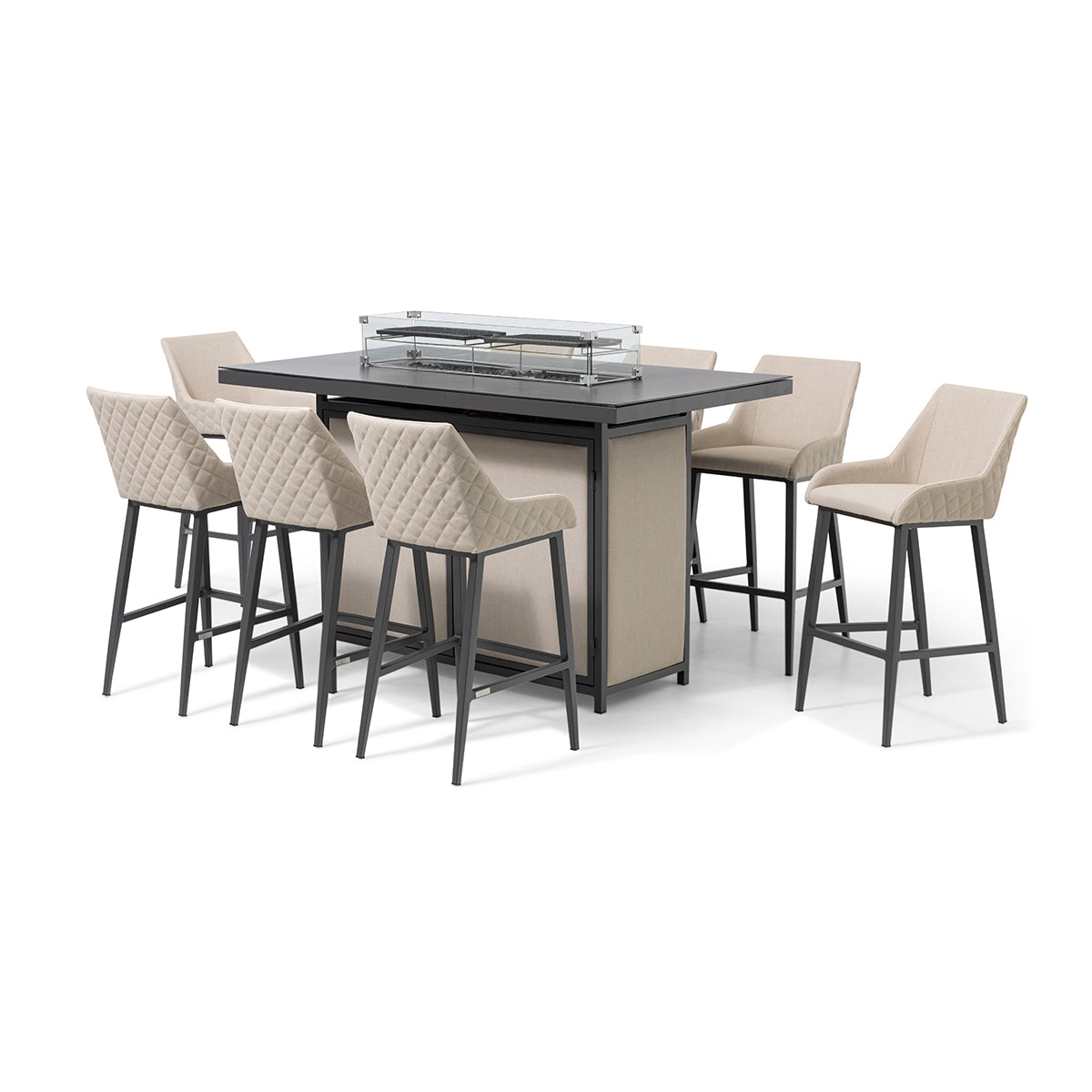 Maze Regal 8 Seat Rectangular Fire Pit Bar Set