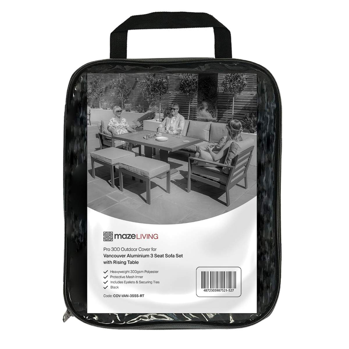 Maze - Pro 300 Outdoor Furniture Cover for Vancouver Aluminium 3 Seat Sofa Set with Rising Table