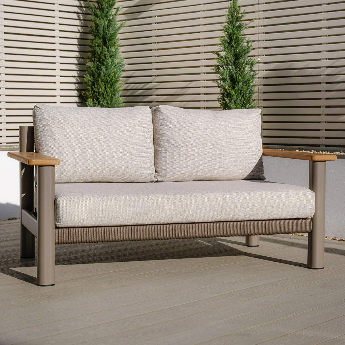 Maze Sicily Rope Weave 2 Seat Sofa - Café