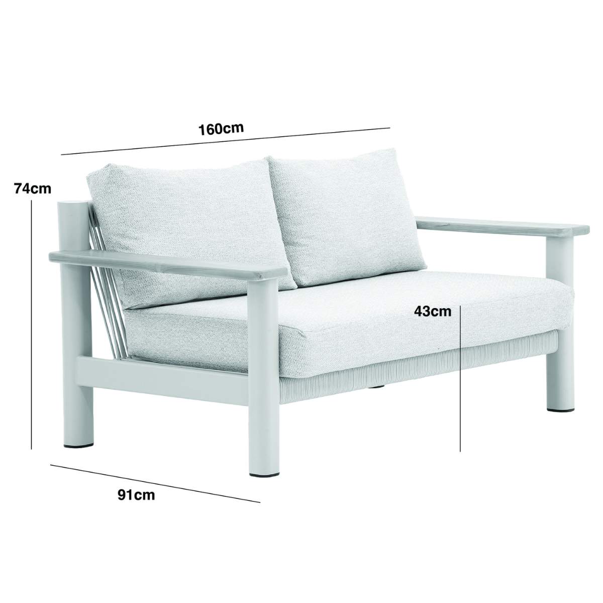 Maze Sicily Rope Weave 2 Seat Sofa - Latte