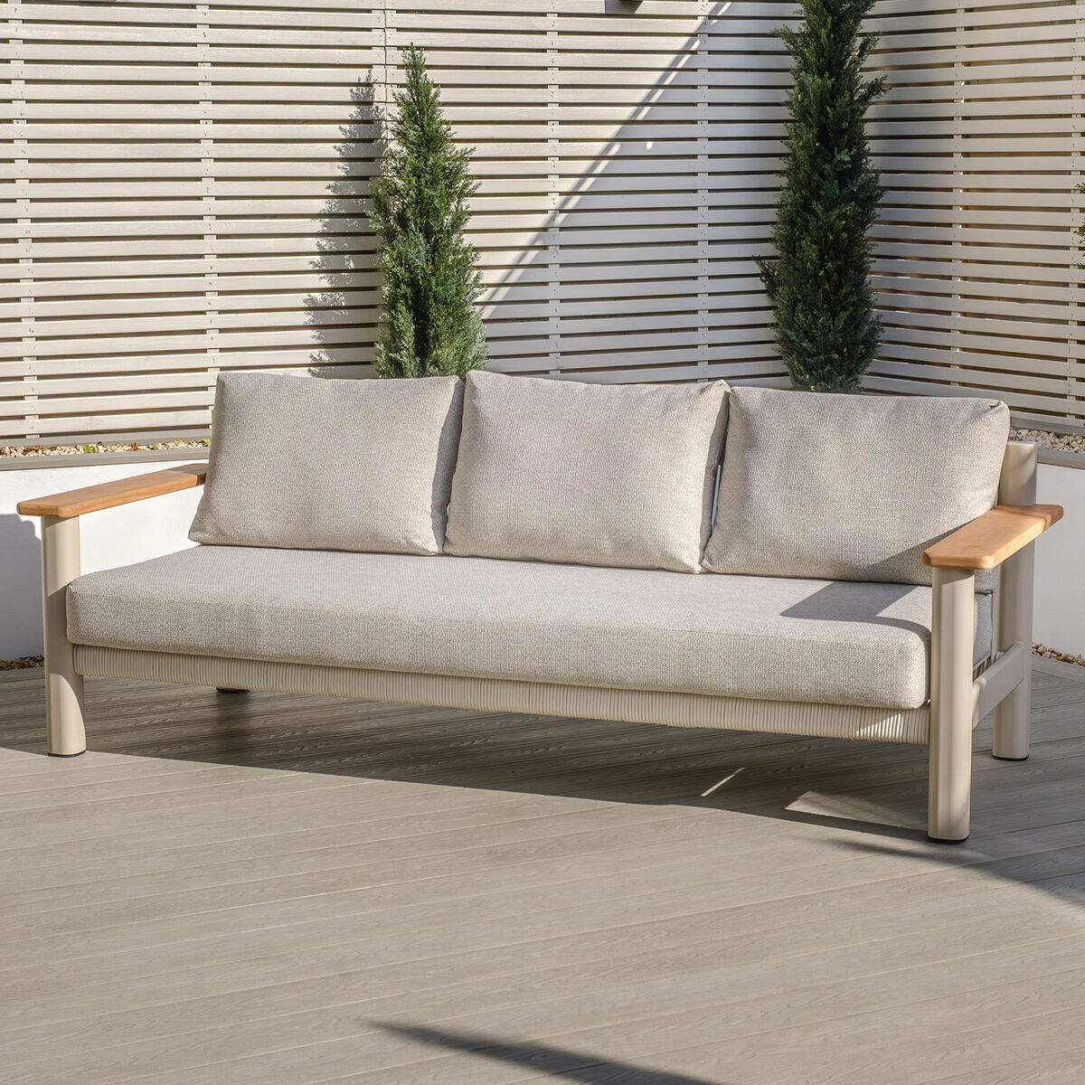 Maze Sicily Rope Weave 3 Seat Sofa - Latte