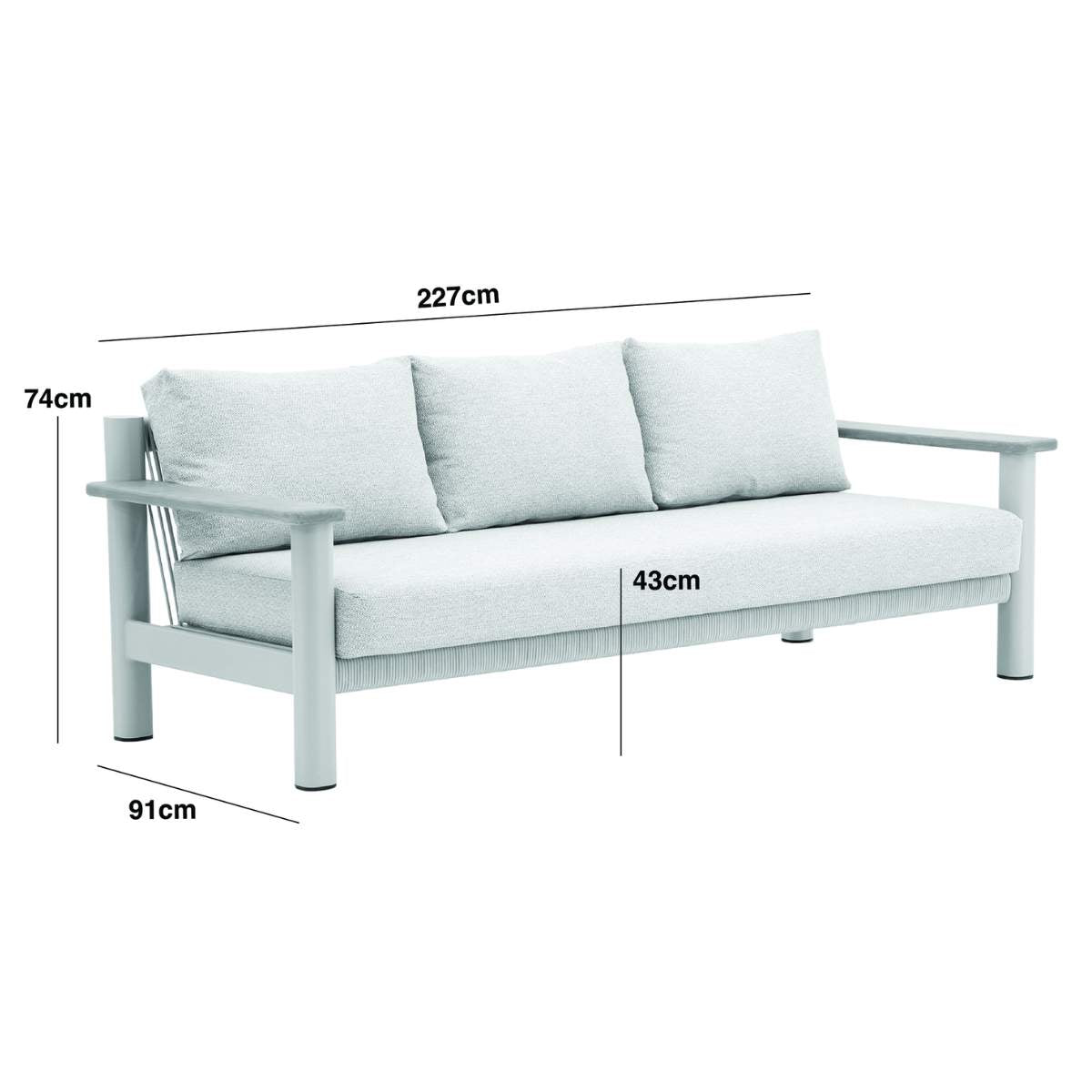 Maze Sicily Rope Weave 3 Seat Sofa - Latte