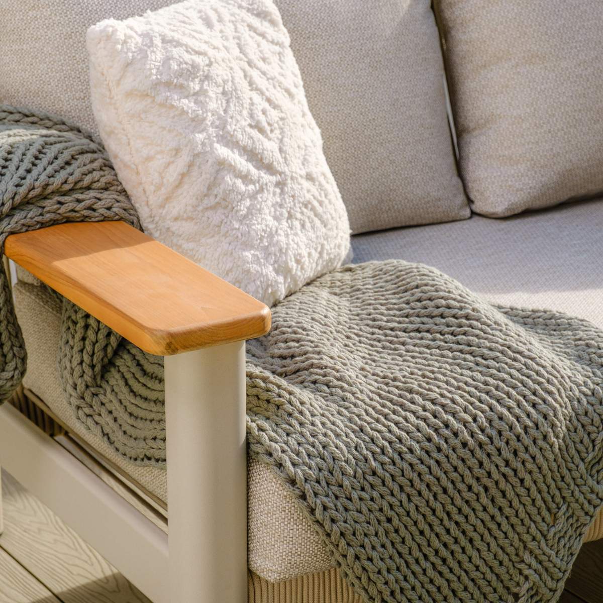 Maze Sicily Rope Weave 3 Seat Sofa - Latte