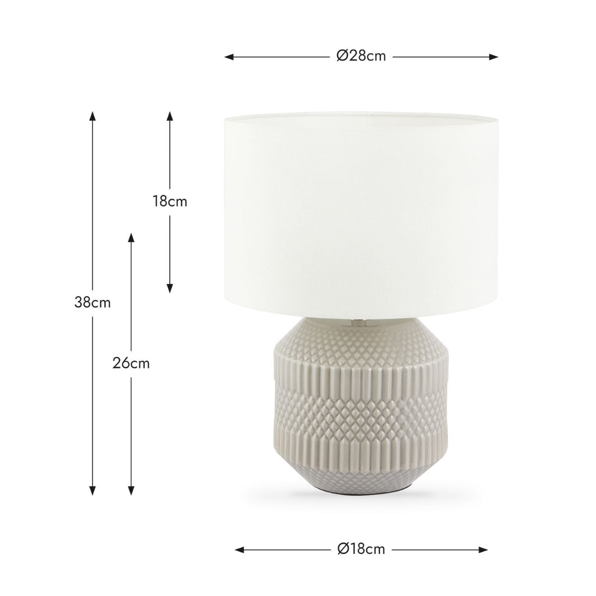 Pacific Lifestyle Meribel Grey Geo Textured Ceramic Table Lamp