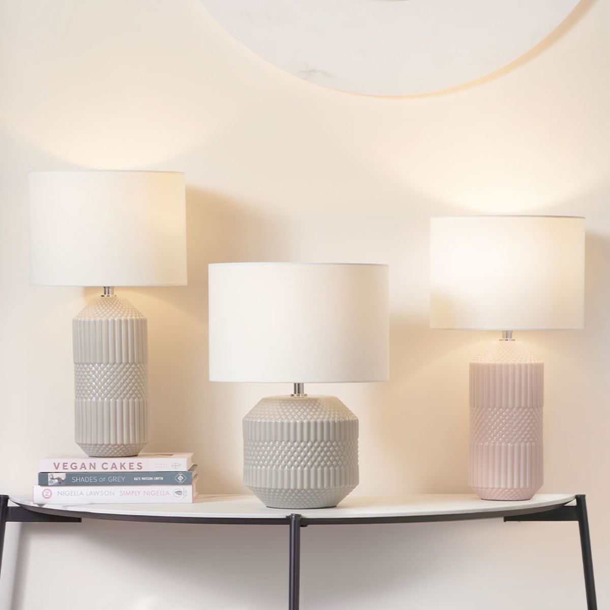 Pacific Lifestyle Meribel Grey Geo Textured Ceramic Table Lamp