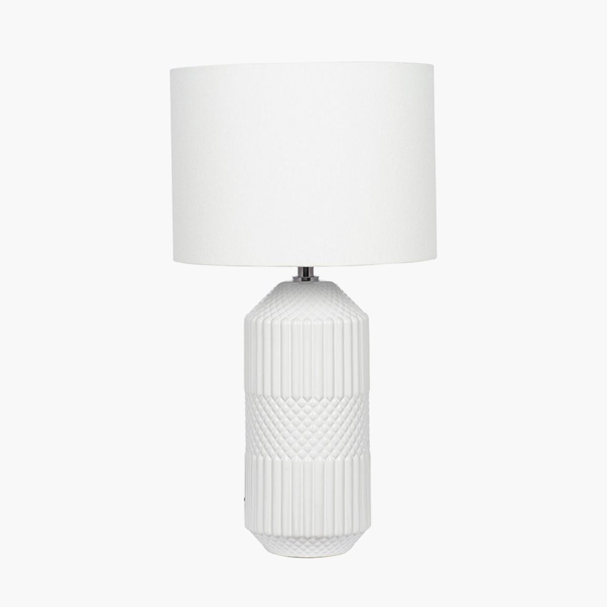 Pacific Lifestyle Meribel White Geo Textured Tall Ceramic Table Lamp