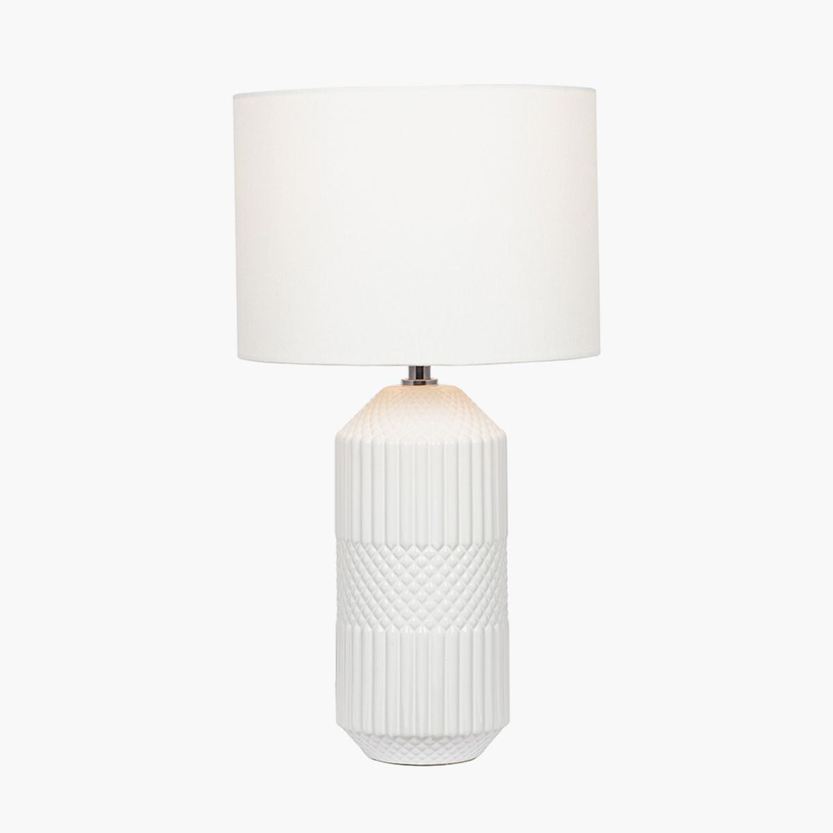 Pacific Lifestyle Meribel White Geo Textured Tall Ceramic Table Lamp