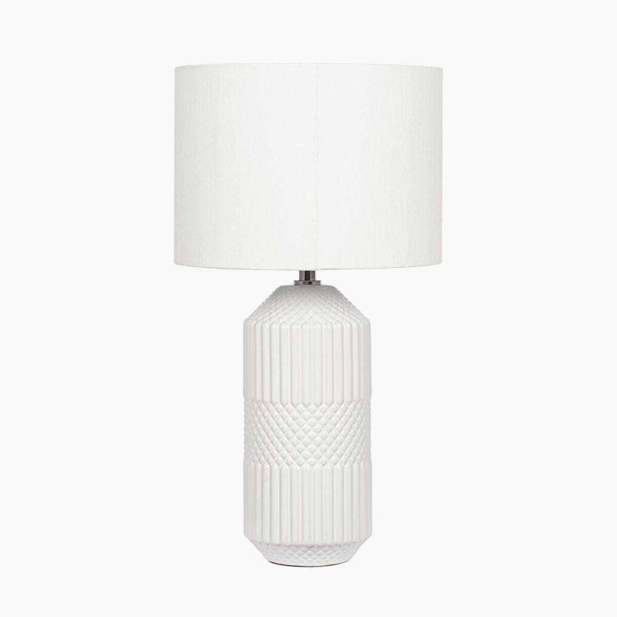 Pacific Lifestyle Meribel White Geo Textured Tall Ceramic Table Lamp
