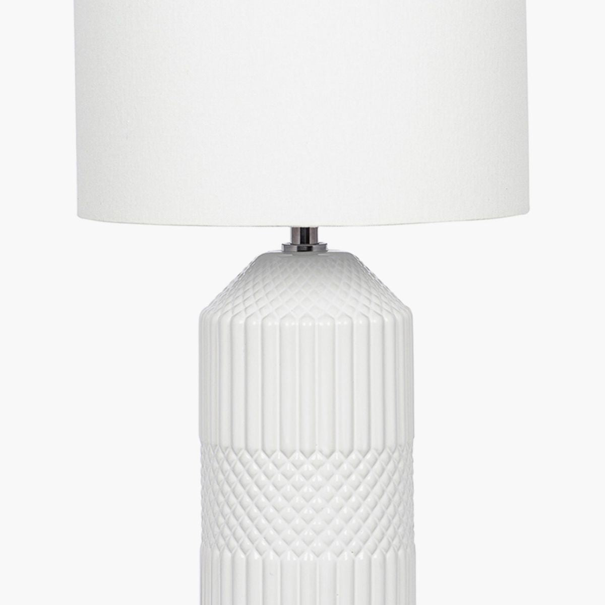 Pacific Lifestyle Meribel White Geo Textured Tall Ceramic Table Lamp