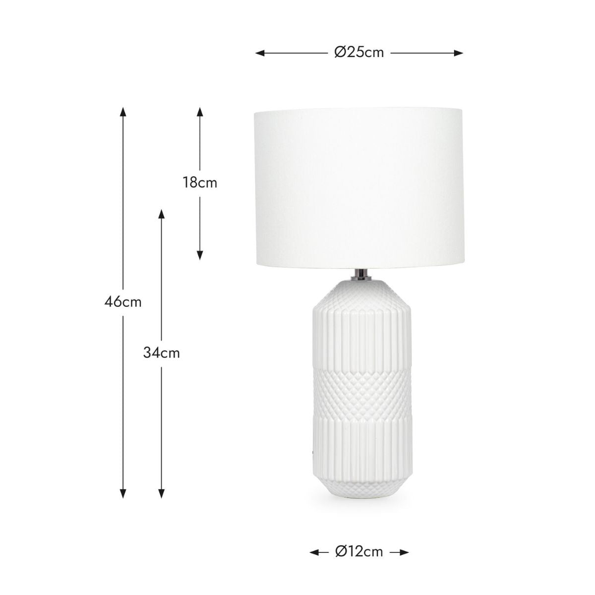 Pacific Lifestyle Meribel White Geo Textured Tall Ceramic Table Lamp