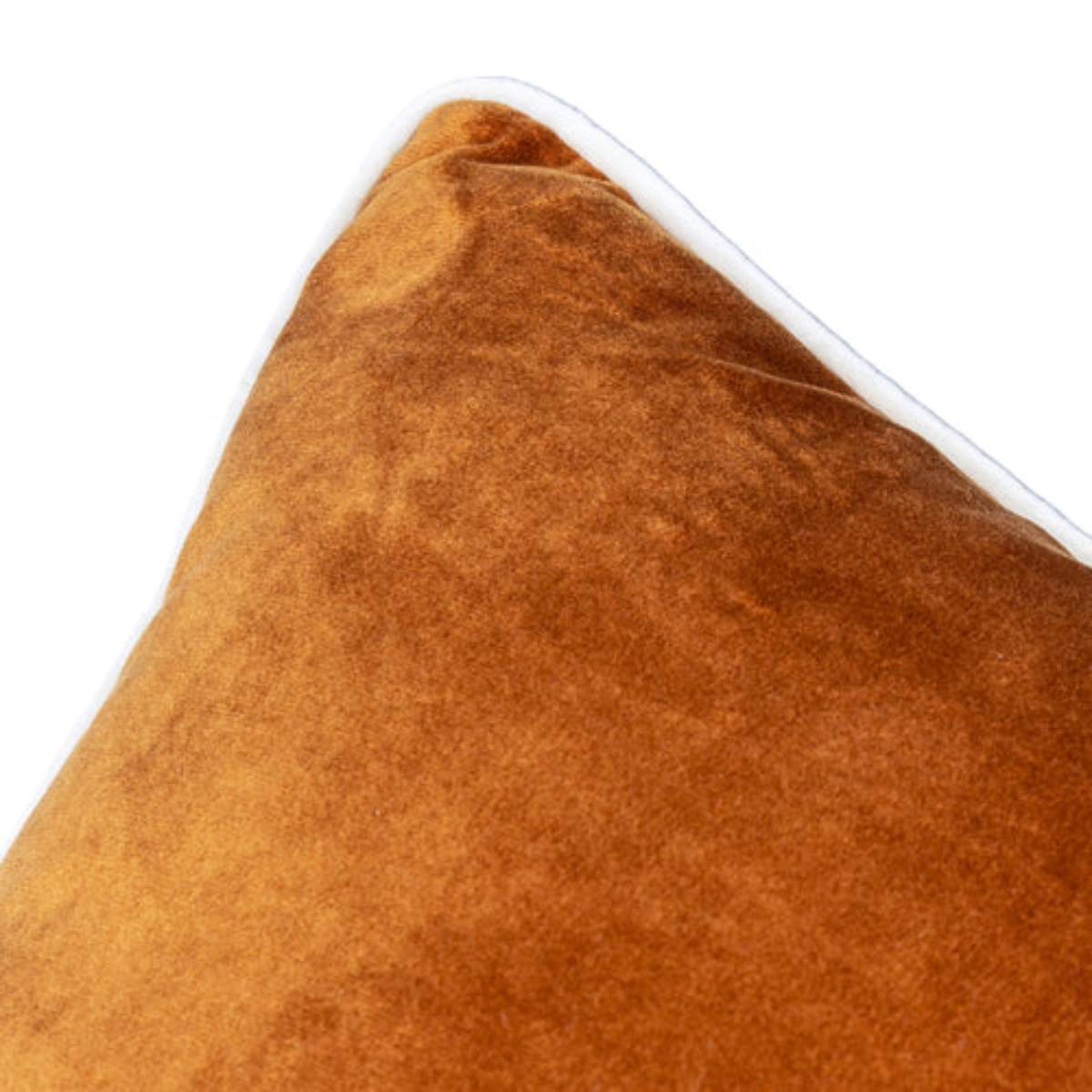 Furn Meridian Velvet Cushion Ginger/Ecru