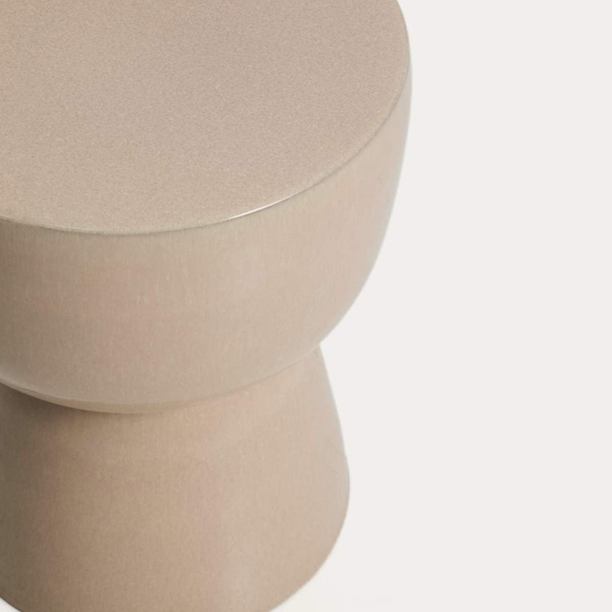 Kave Home Mesquida outdoor side table in ceramic with glazed ecru finish Ø 36cm