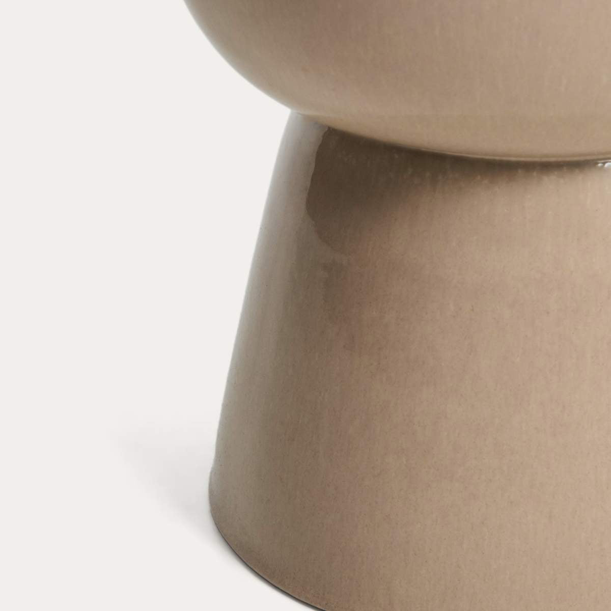 Kave Home Mesquida outdoor side table in ceramic with glazed ecru finish Ø 36cm