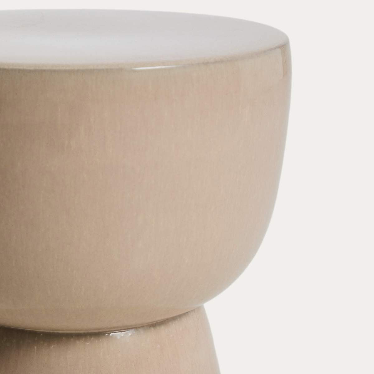 Kave Home Mesquida outdoor side table in ceramic with glazed ecru finish Ø 36cm