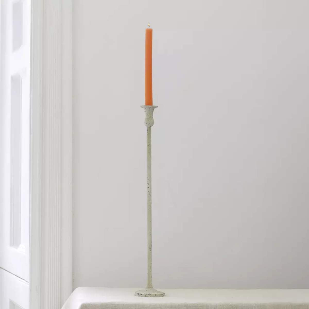 Grand Illusions Metal Candle Holder White Tall