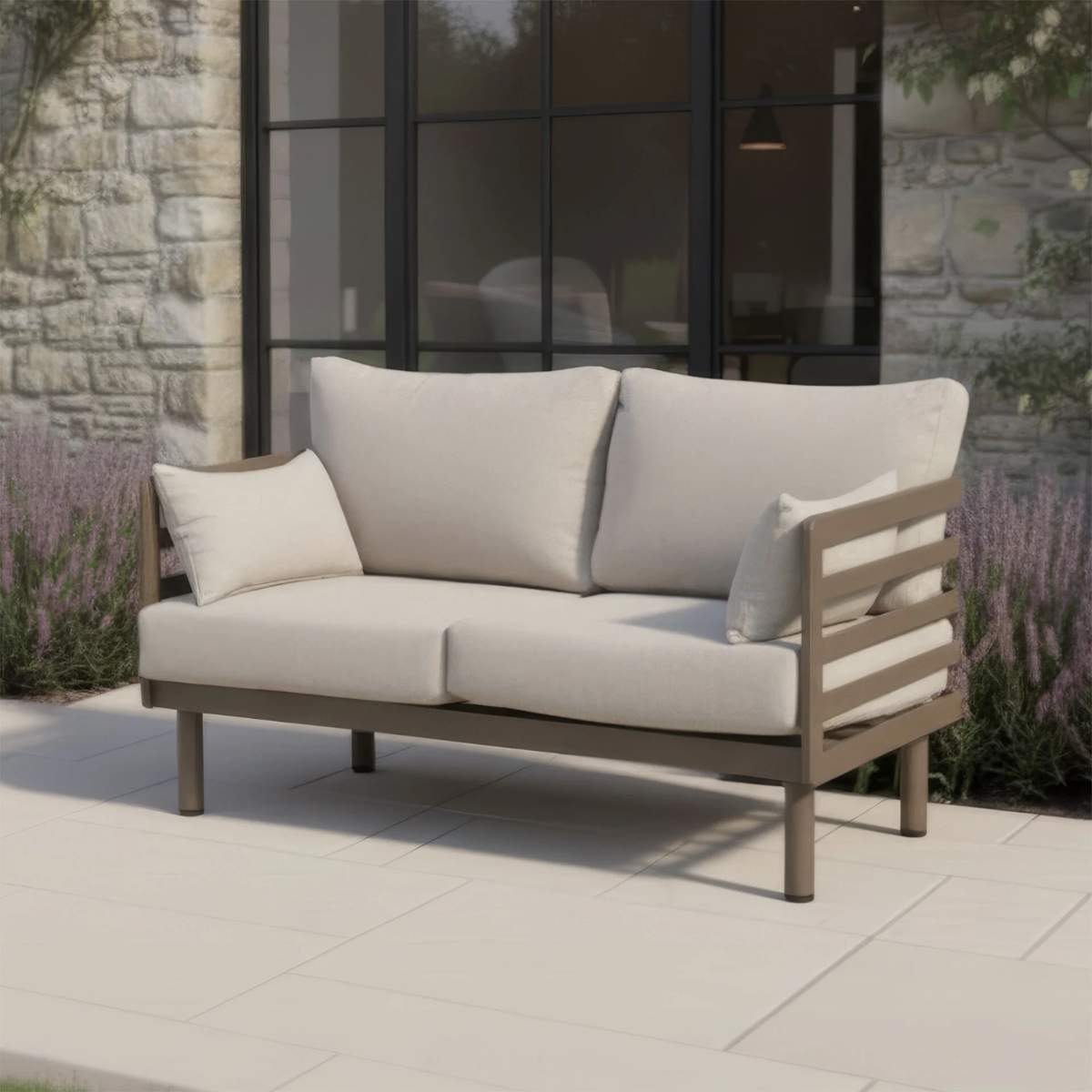 Maze Metro Aluminium 2 Seat Garden Sofa - Café Almond