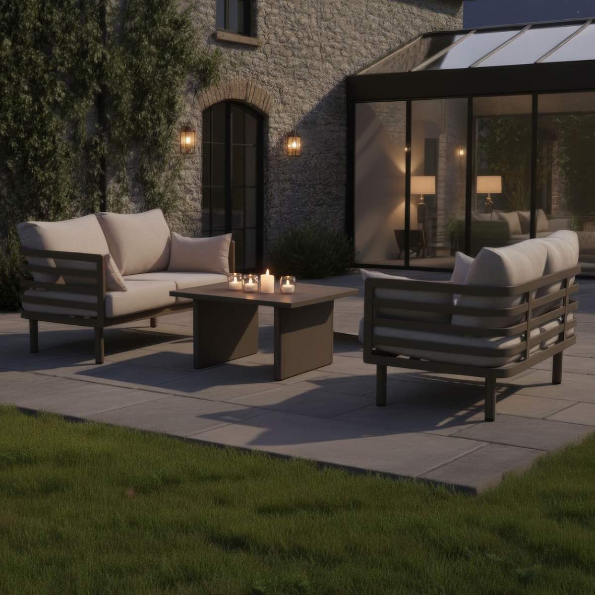Maze Metro Aluminium 2 Seat Garden Sofa Set