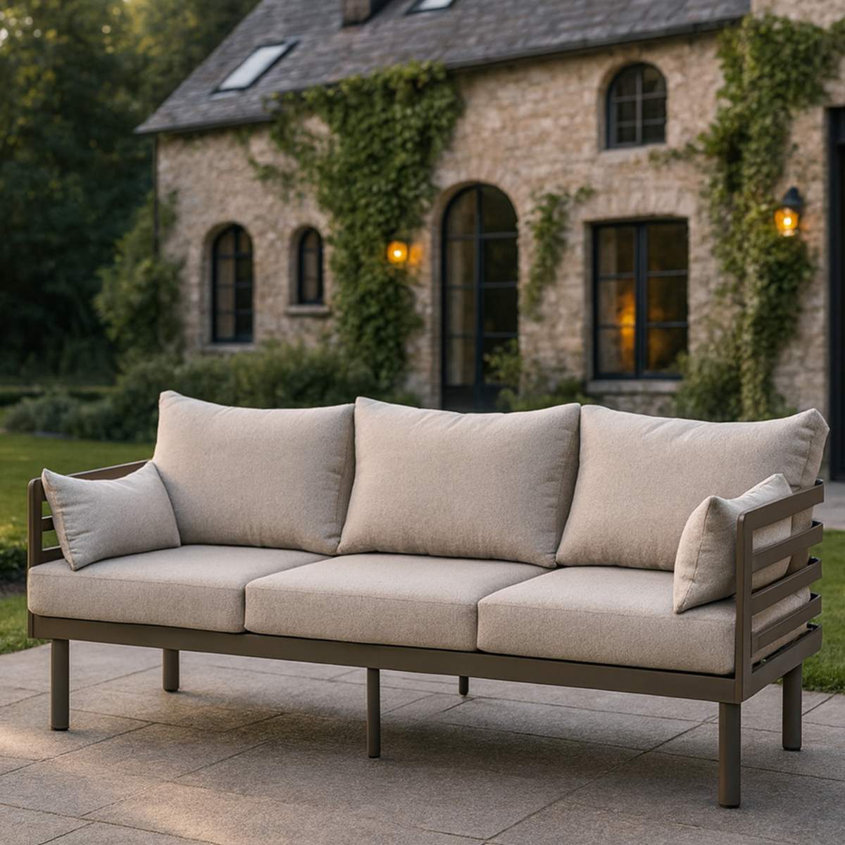 Maze Metro Aluminium 3 Seat Garden Sofa - Café Almond