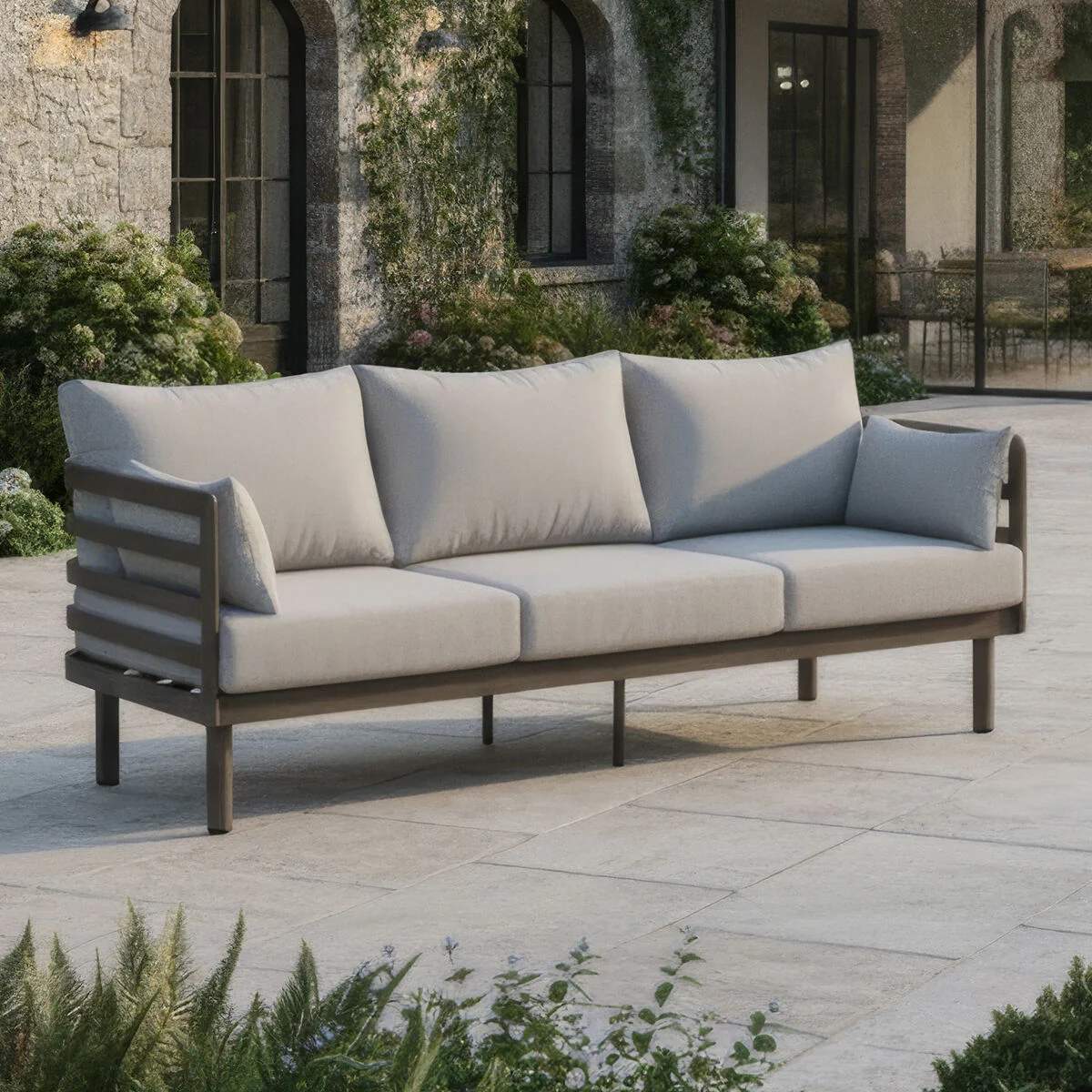 Maze Metro Aluminium 3 Seat Garden Sofa - Café Almond