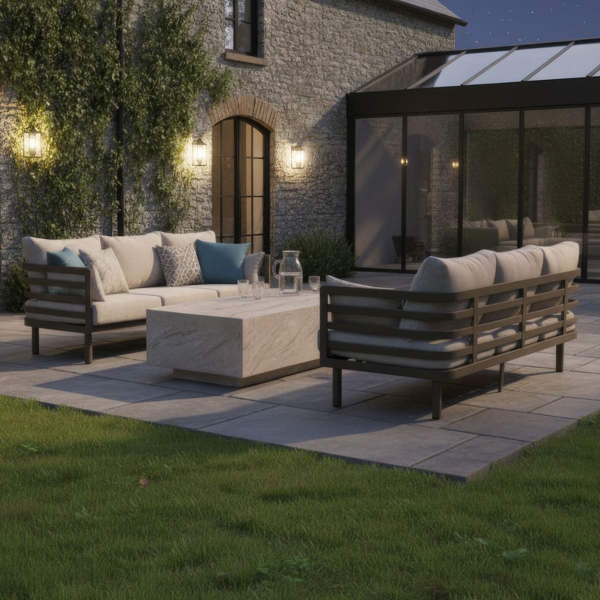 Maze Metro Aluminium 3 Seat Garden Sofa Set