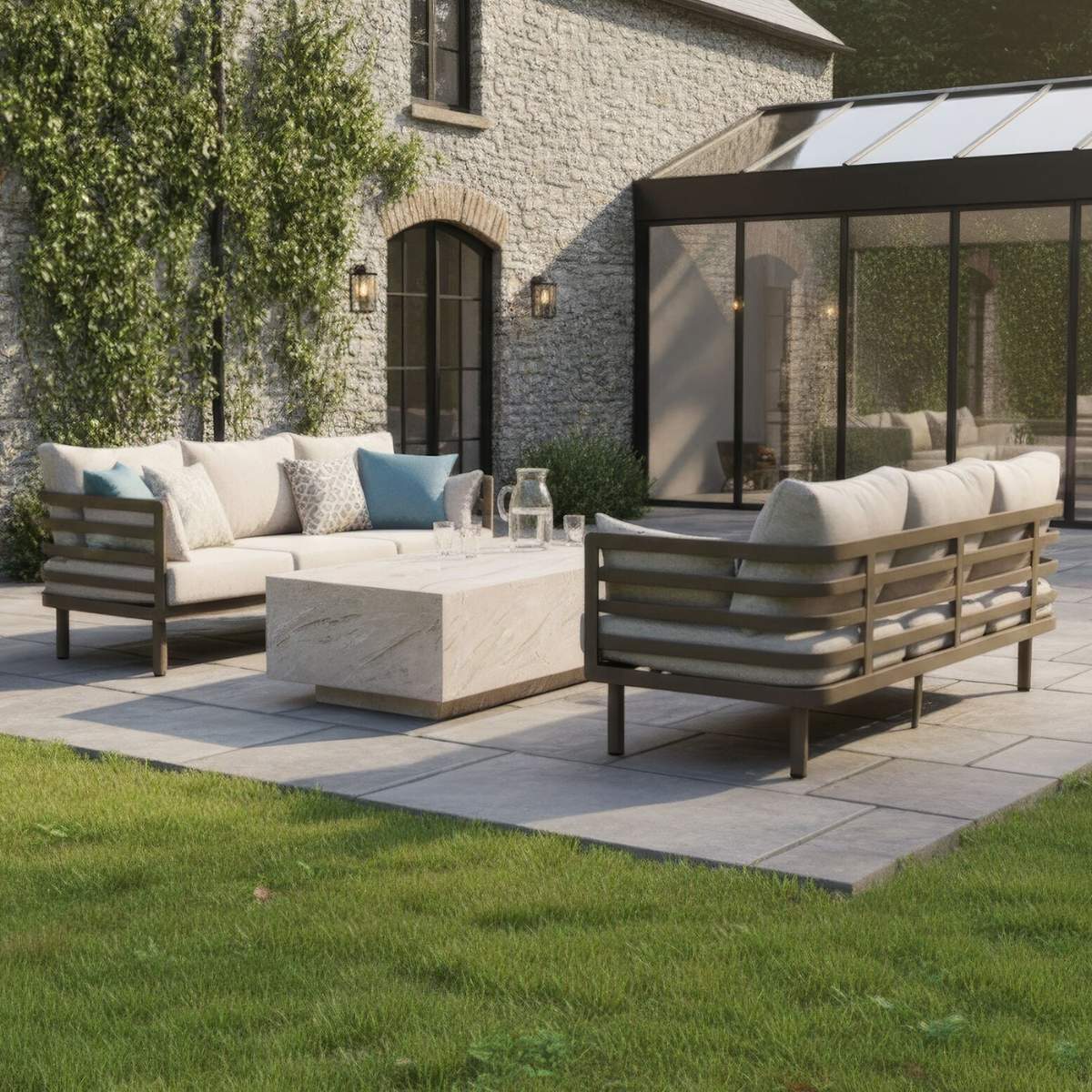 Maze Metro Aluminium 3 Seat Garden Sofa Set