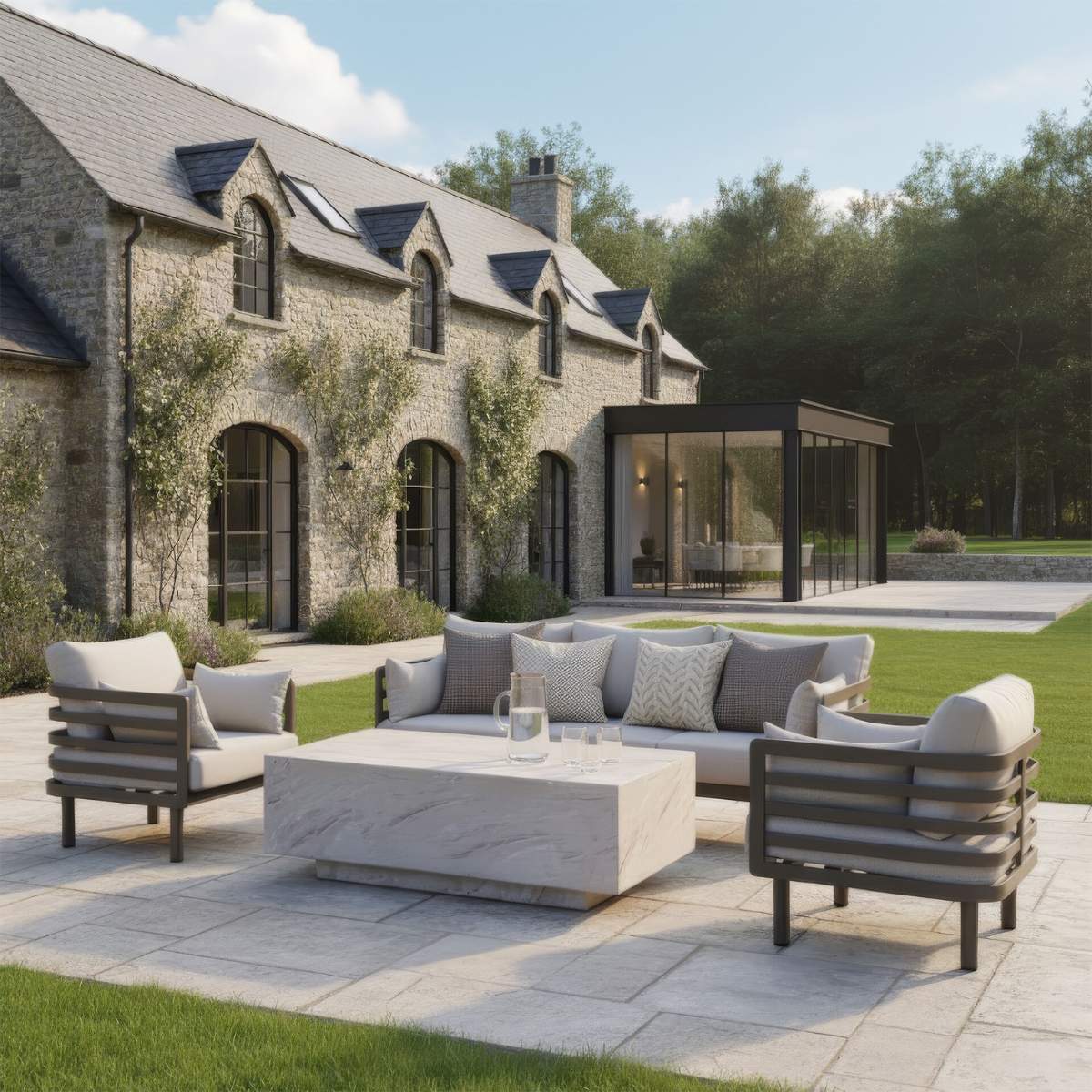 Maze Metro Aluminium 3 Seat Garden Sofa Set