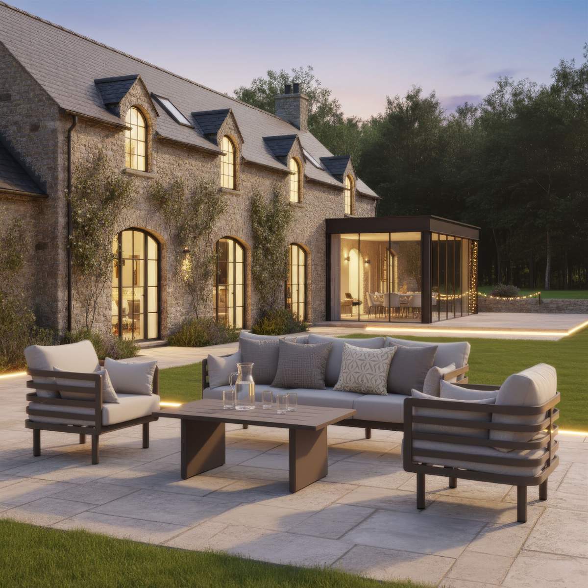 Maze Metro Aluminium 3 Seat Garden Sofa Set
