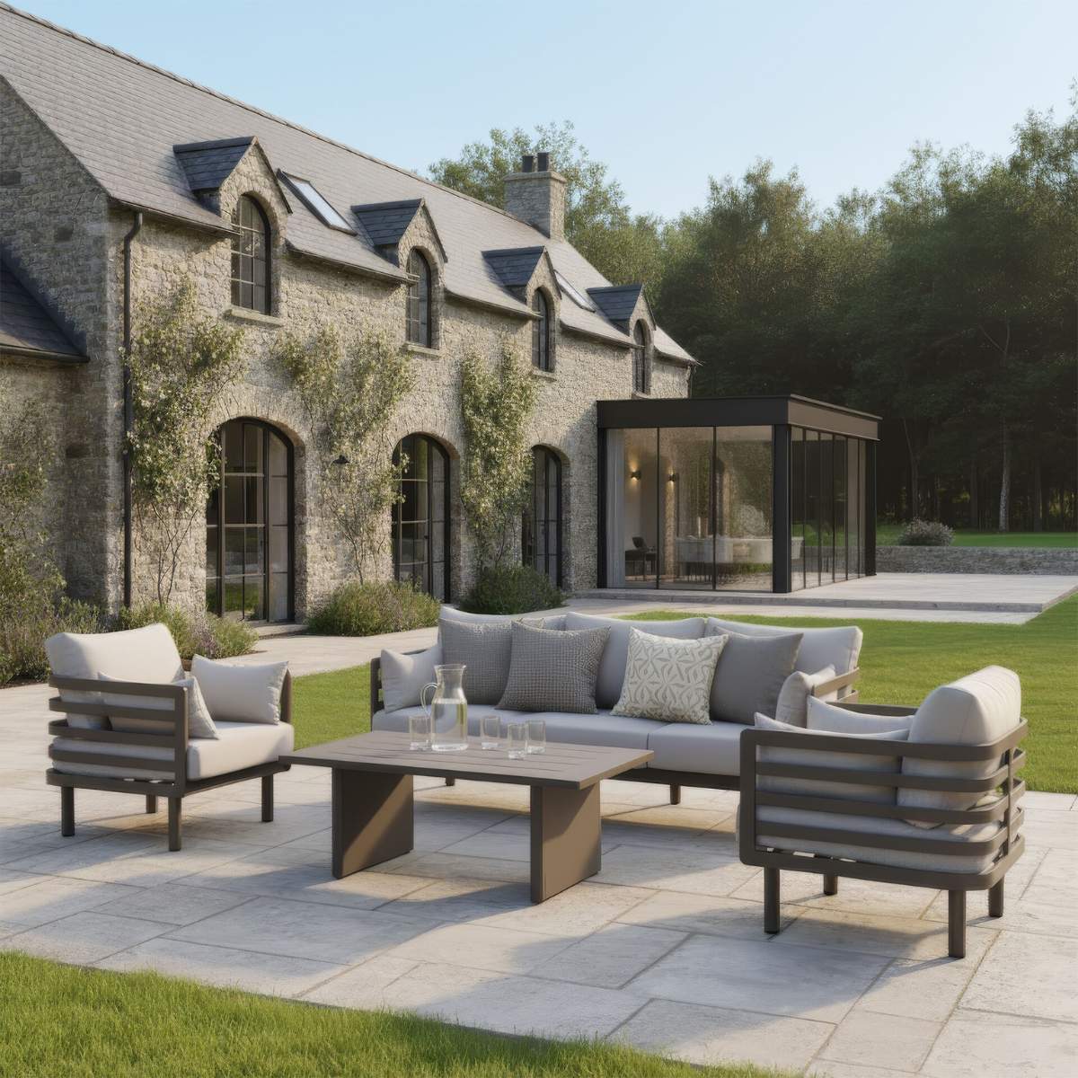 Maze Metro Aluminium 3 Seat Garden Sofa Set