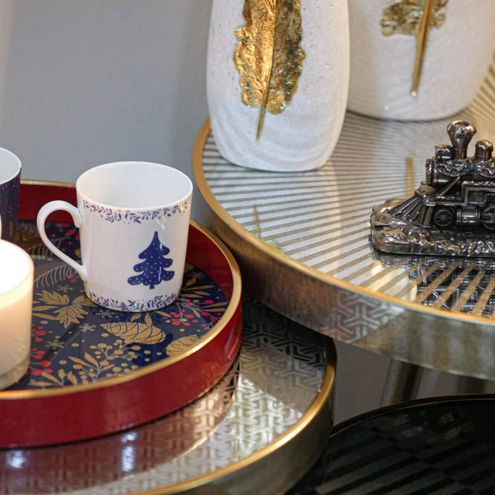 Mindy Brownes Midnight Blue & Red Berry Christmas Cups Set