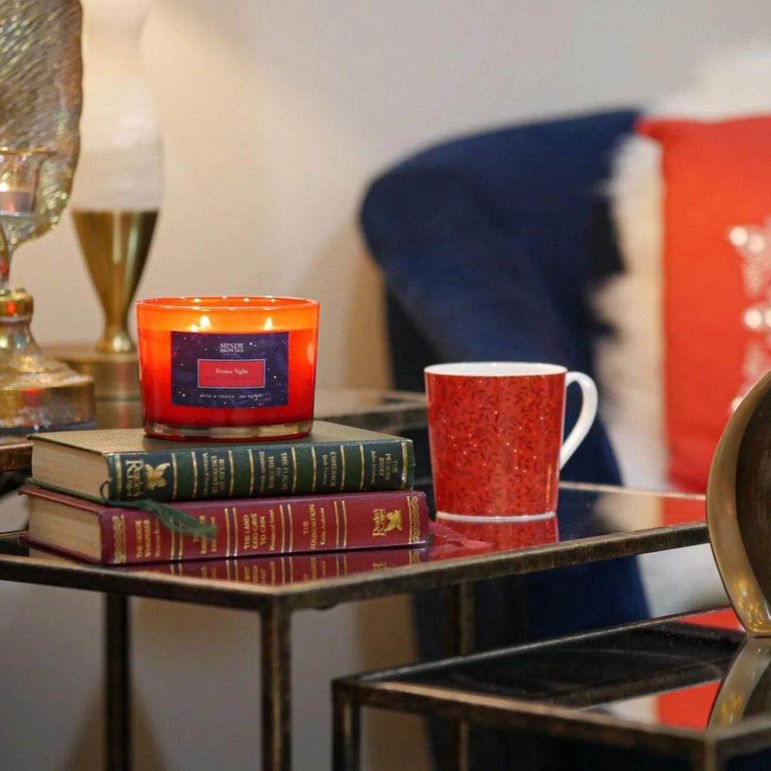 Mindy Brownes Midnight Blue & Red Berry Christmas Cups Set