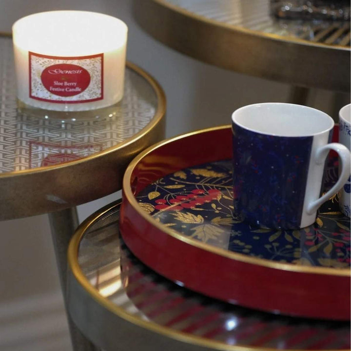 Mindy Brownes Midnight Blue & Red Berry Christmas Cups Set