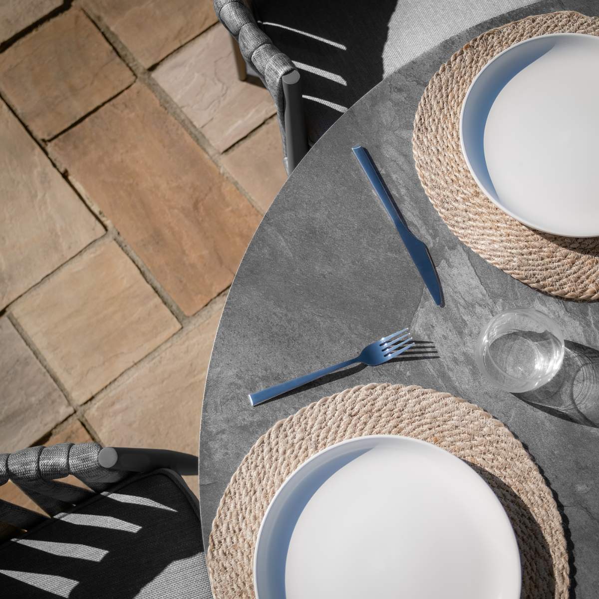 Maze Milan Rope Weave 4 Seat Round Dining Set
