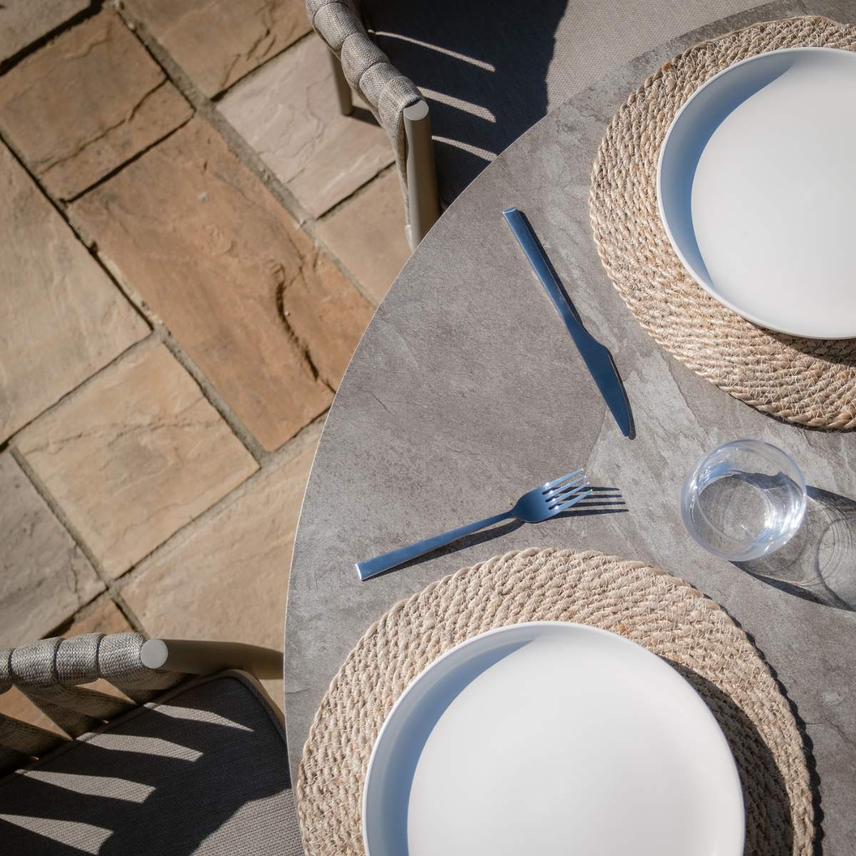 Maze Milan Rope Weave 4 Seat Round Dining Set