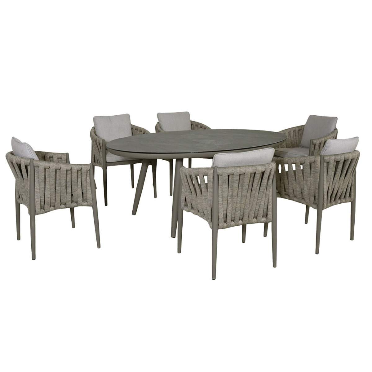 Maze Milan Rope Weave 6 Seat Oval Dining Set