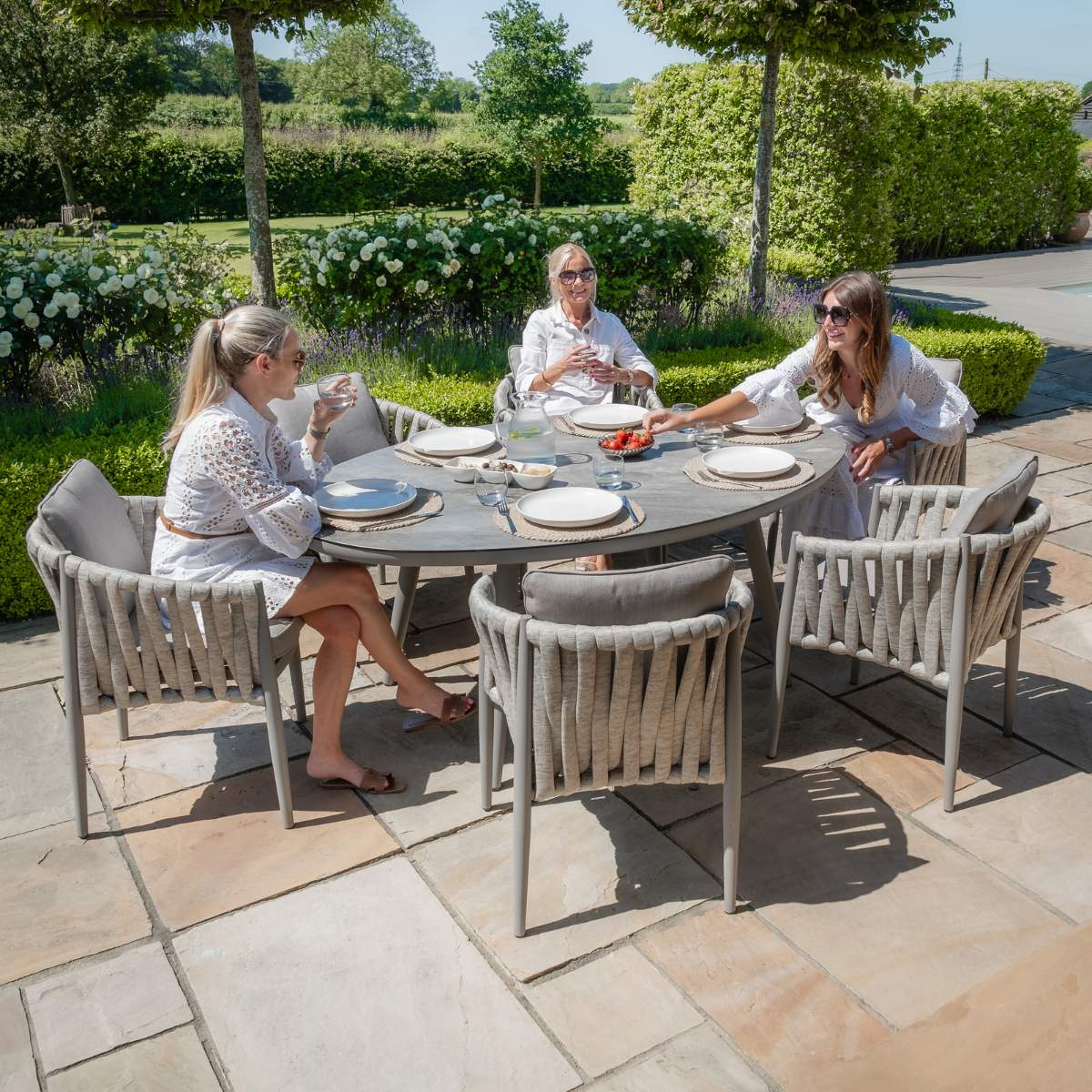 Maze Milan Rope Weave 6 Seat Oval Dining Set