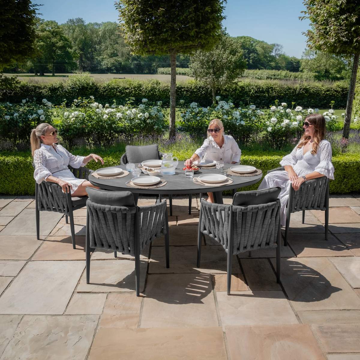Maze Milan Rope Weave 6 Seat Oval Dining Set