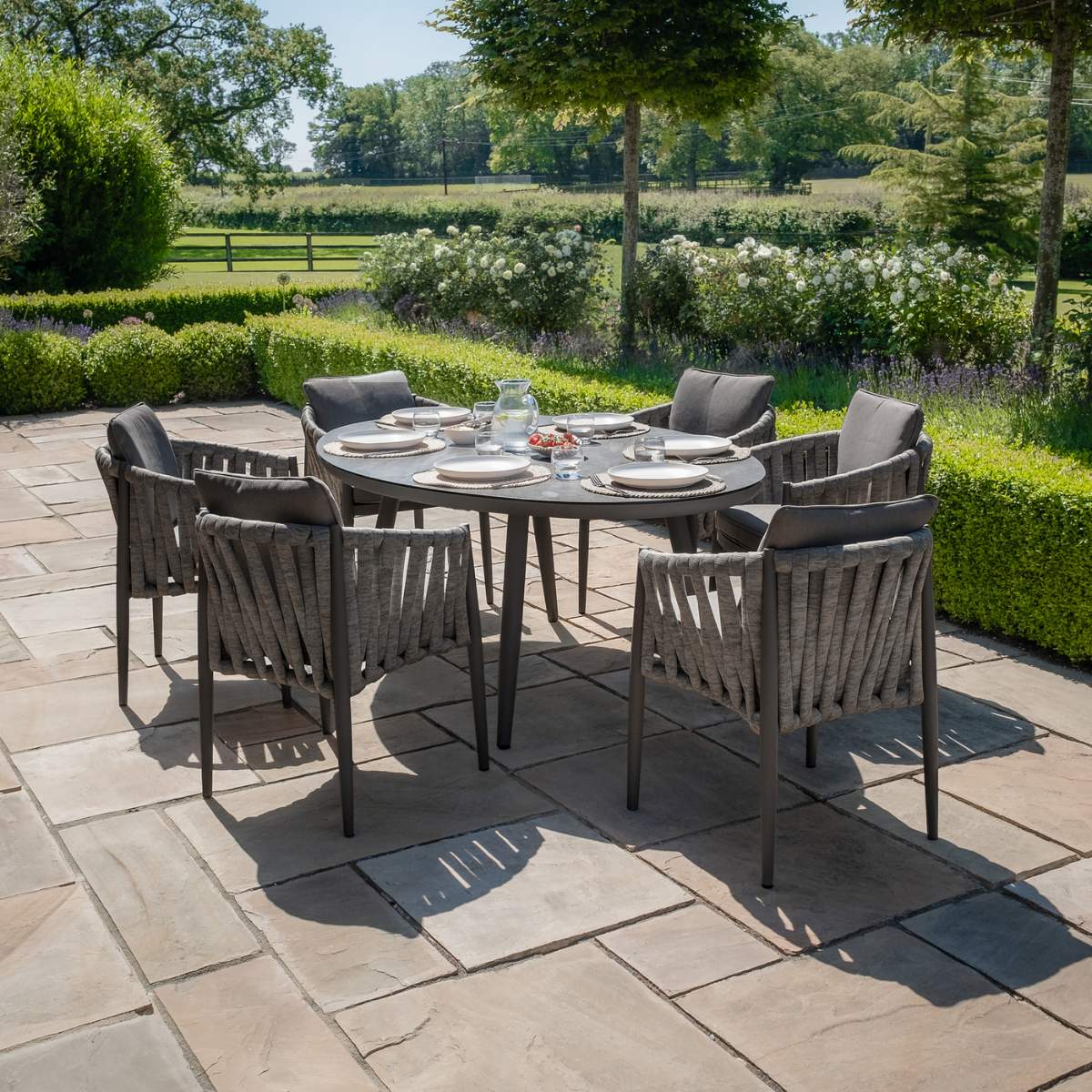 Maze Milan Rope Weave 6 Seat Oval Dining Set