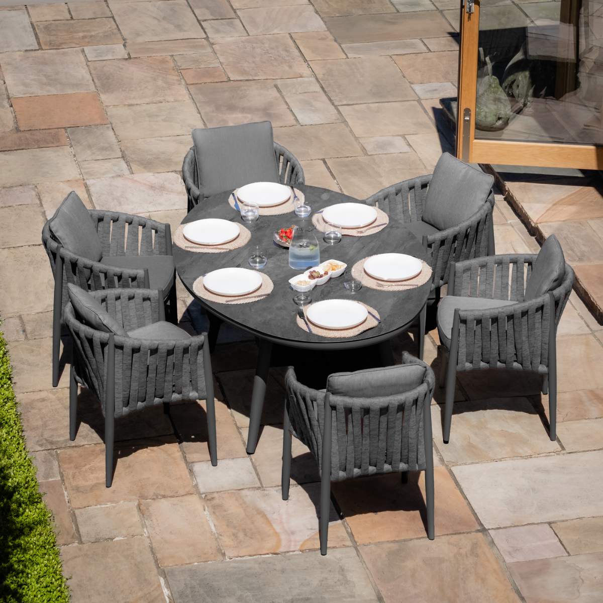 Maze Milan Rope Weave 6 Seat Oval Dining Set