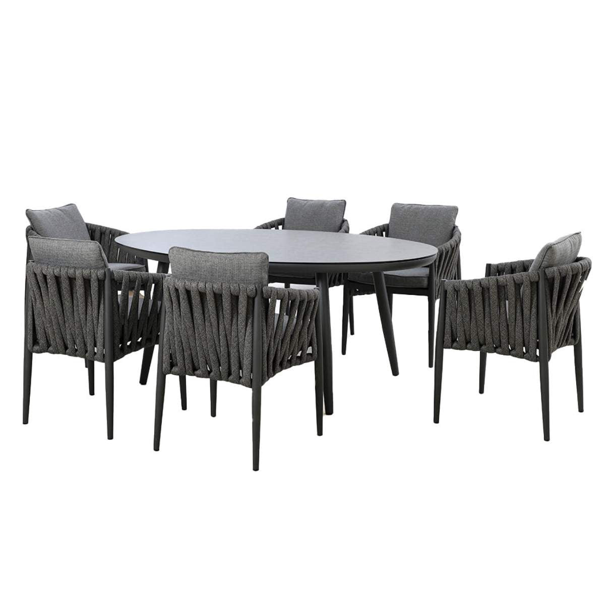 Maze Milan Rope Weave 6 Seat Oval Dining Set