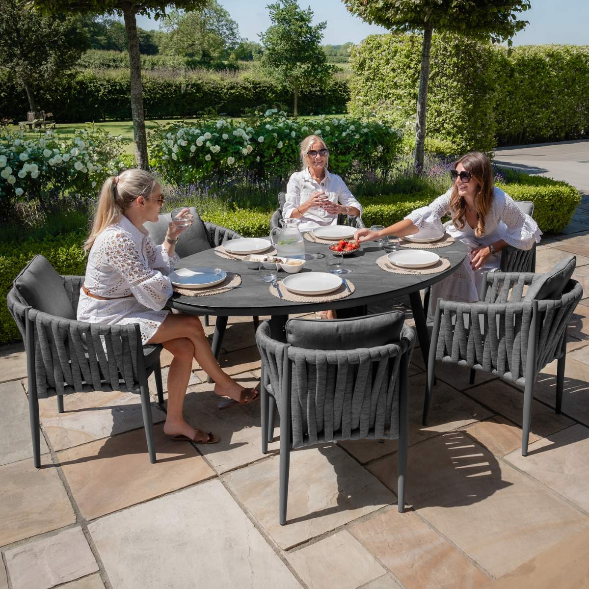 Maze Milan Rope Weave 6 Seat Oval Dining Set
